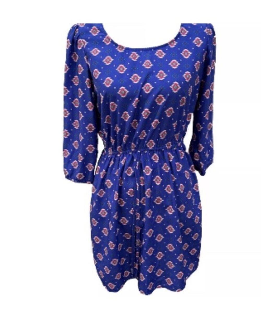 New Bebop Dress NWT Large Azure Blue Pink 3/4 Sleeve Knew Length Women